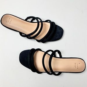 A New Day Black Two-piece Slide on Sandals sz 8